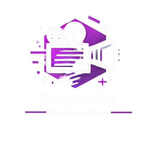 Closure-live logo featuring a film camera icon with the slogan 'Chasing excellence